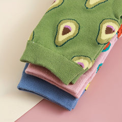 3 Pairs Fruit Print Socks Comfy & Breathable Mid Tube Socks Women's Stockings
