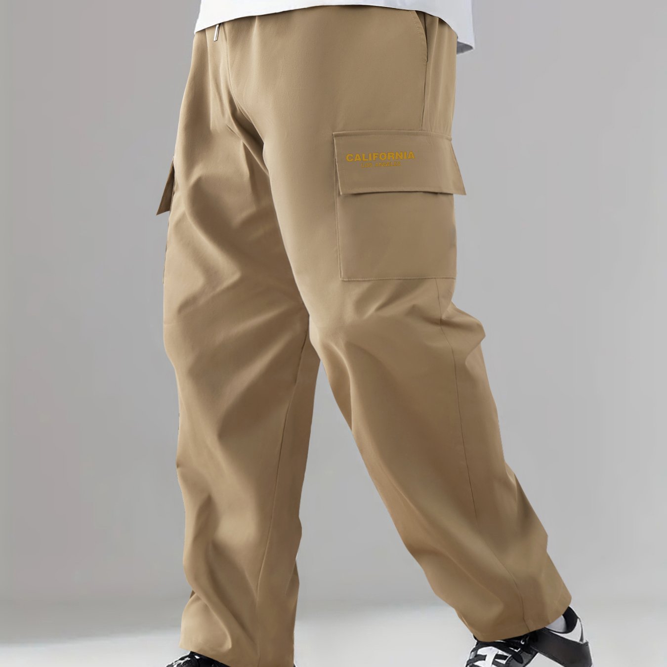 Cargo Pants Men Flap Pocket Trousers Casual Outdoor Work Pants