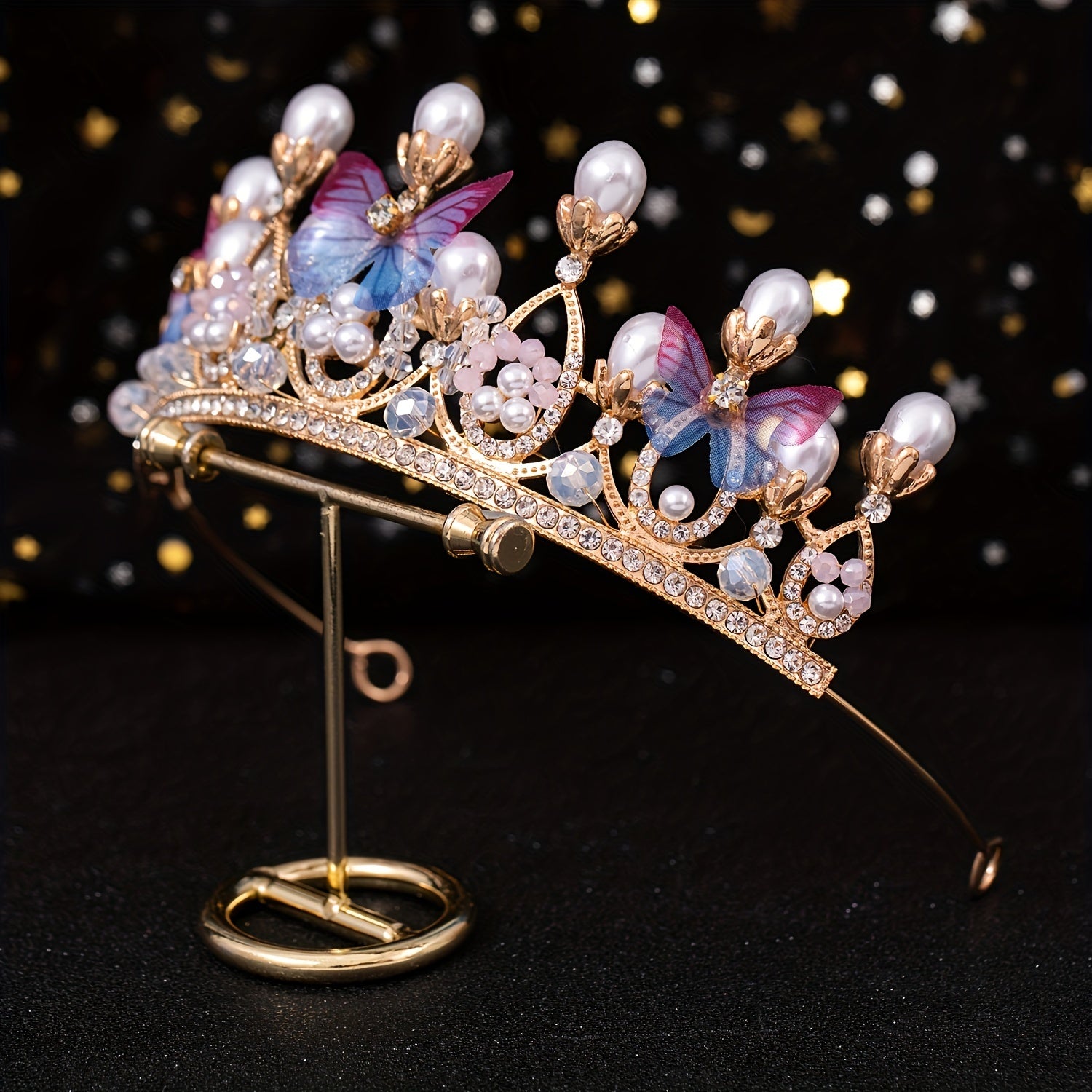 Butterfly Pearl Crown Headband Princess Costume Hair Accessories