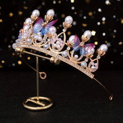 Butterfly Pearl Crown Headband Princess Costume Hair Accessories