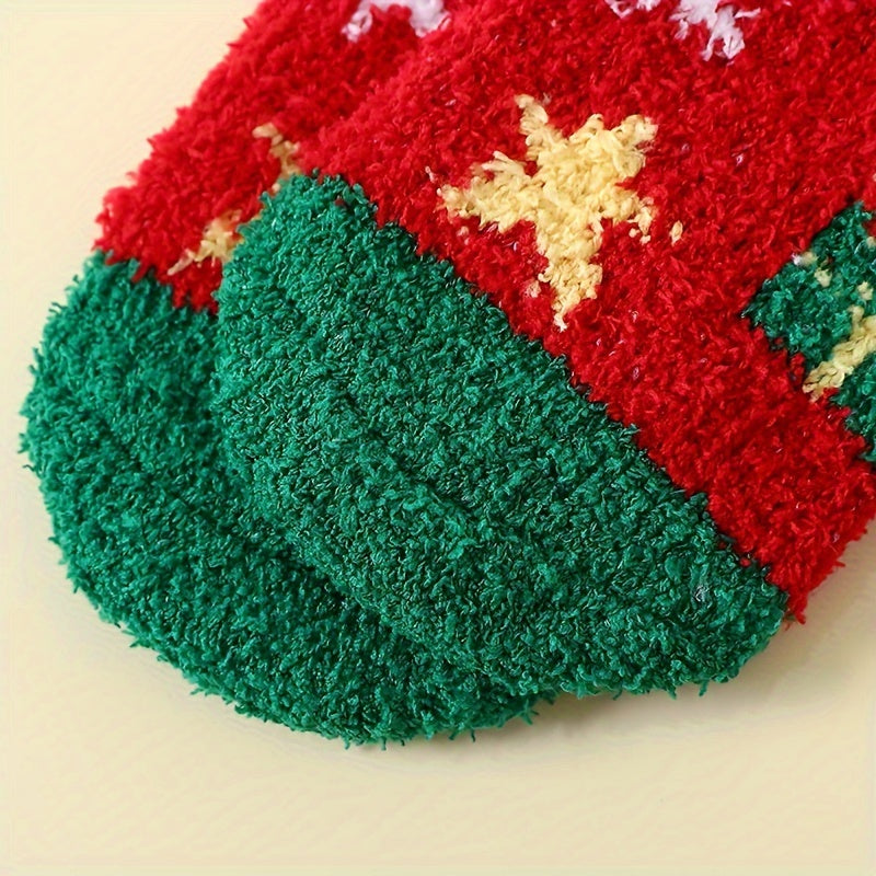 3 Pairs Festive Print Socks Cozy & Soft Women's Stockings