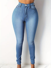 Skinny Jeans Button Fly High Rise Stretch