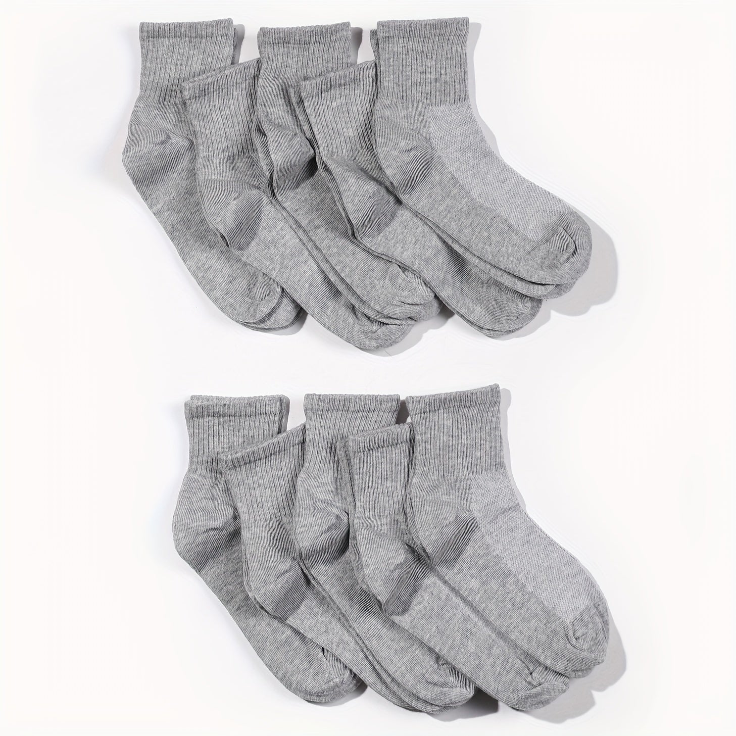 10 Pairs Grey Mid Tube Socks for Boys Girls