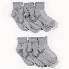 10 Pairs Grey Mid Tube Socks for Boys Girls