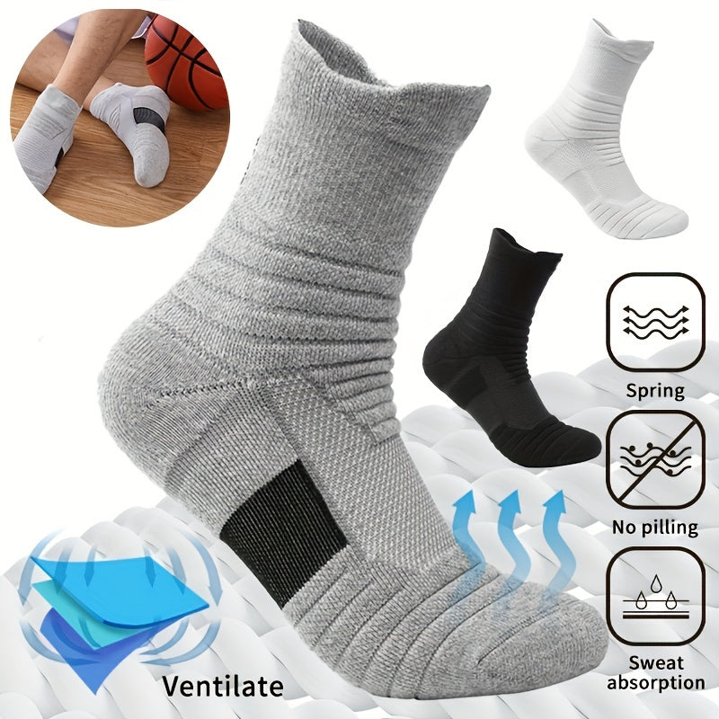 Men's Mid Crew Sport Socks, 3 Pairs, Sweat Absorbing, Comfy, Breathable