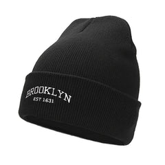 Unisex BROOKLYN Embroidered Knit Hat for Autumn and Winter