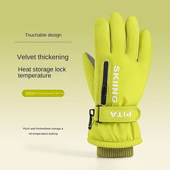 Waterproof Winter Skiing Gloves Touch Screen with Zippered Pockets
