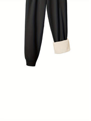 Graffiti Heart Print Fleece Joggers With Pockets