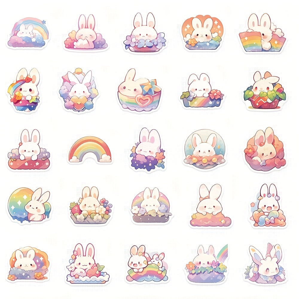 50pcs Rainbow Rabbit Stickers Laptop Mobile Phone DIY Decoration