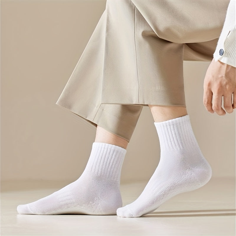 10 Pairs Women's Crew Socks Solid Color Sport Stockings Breathable & Comfortable