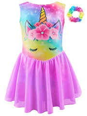 Girls Unicorn Sleeveless Dancing Suit Gymnastics Ballet Leotard