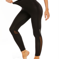 High Waist Yoga Pants Stretchy Leggings with Contrast Mesh