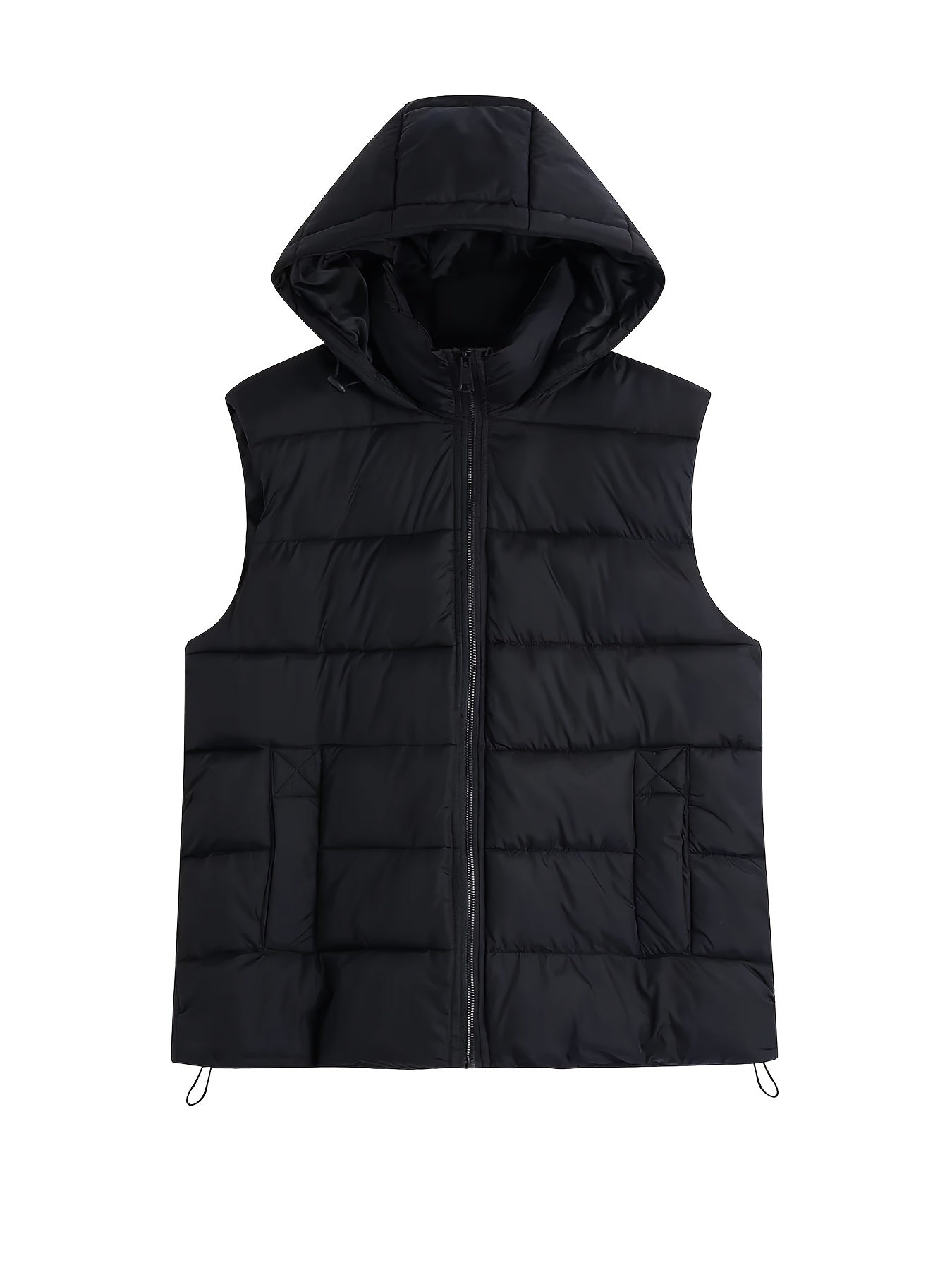 Solid Hooded Padded Vest Women's Winter Clothing