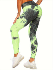 Tie Dye Honeycomb Butt Lifting High Waist Leggings