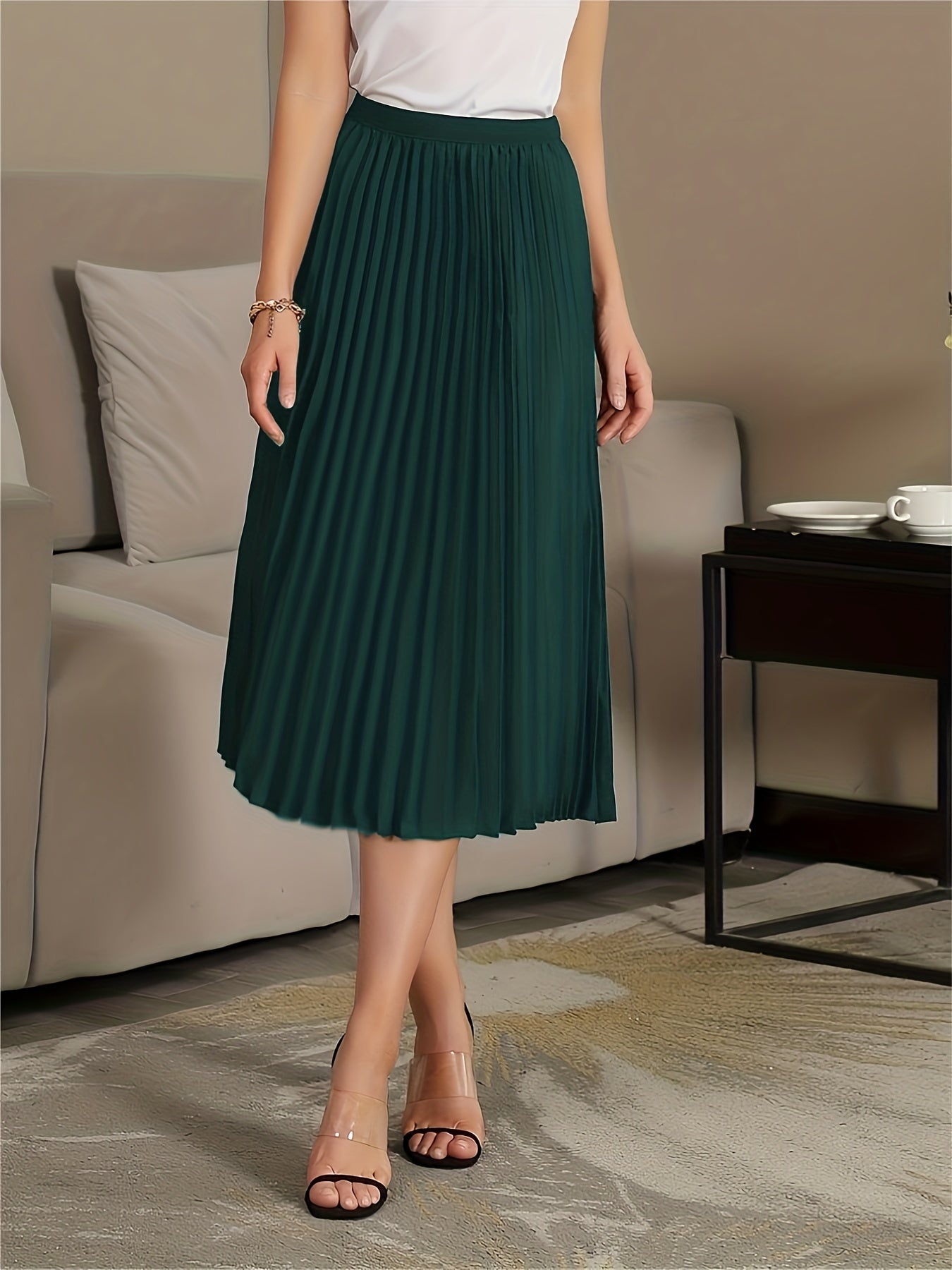 Pleated High Waist Casual Skirt for Women