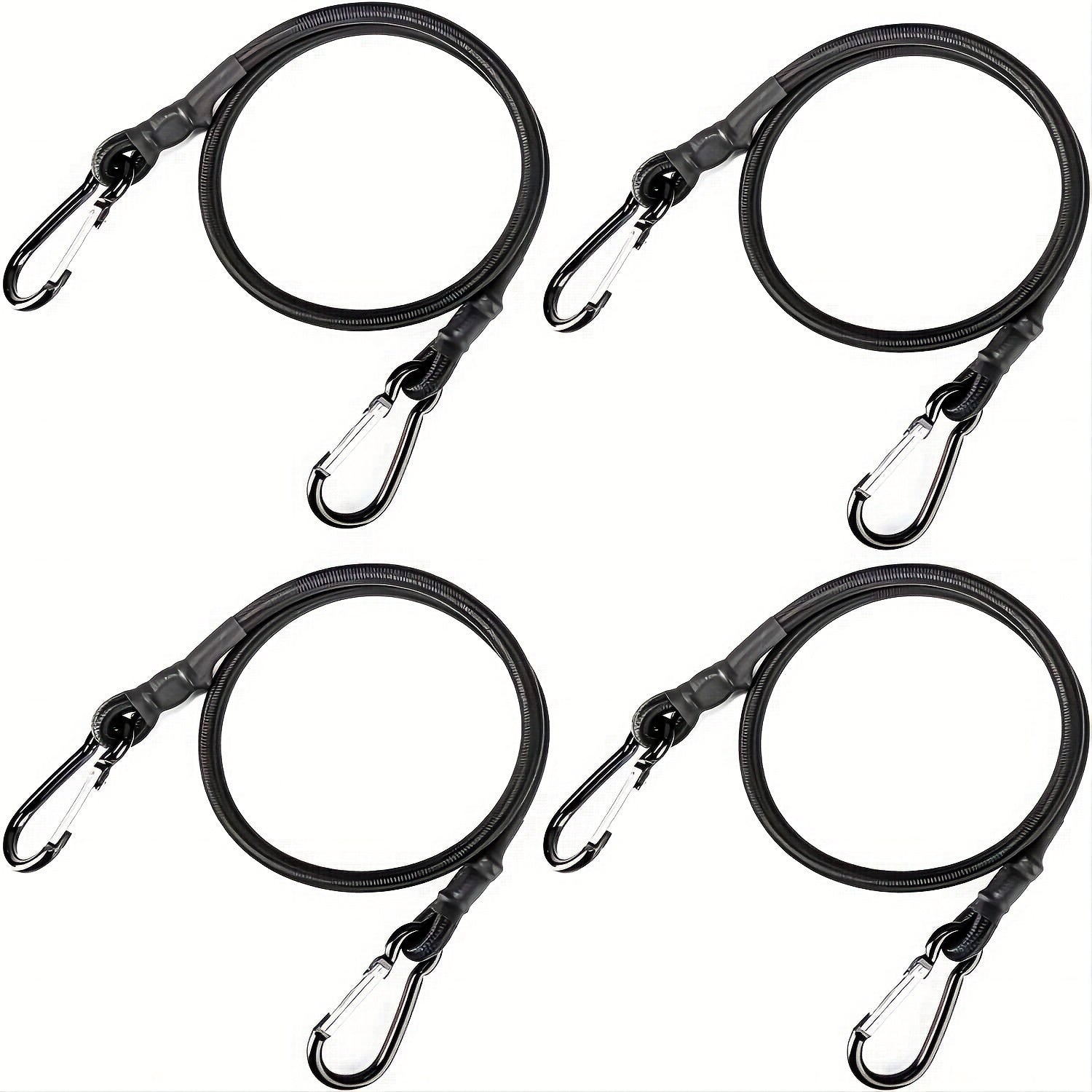 4pcs Bungee Cord Carabiner Hook Heavy Duty Straps Elastic Rope Outdoor