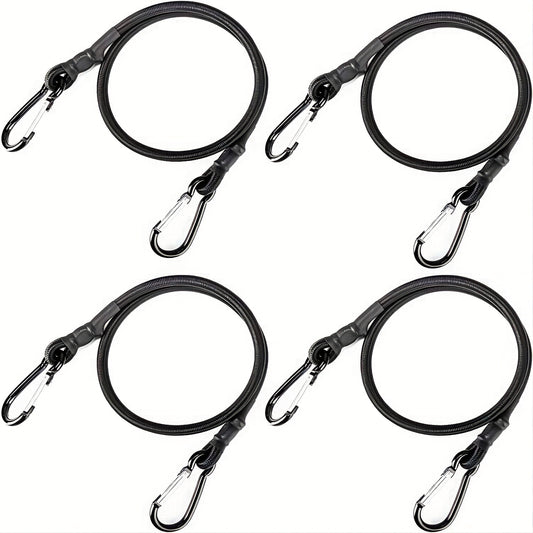 4pcs Bungee Cord Carabiner Hook Heavy Duty Straps Elastic Rope Outdoor