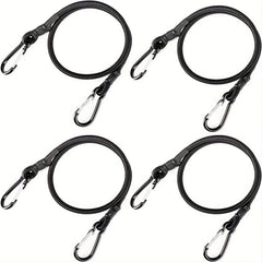 4pcs Bungee Cord Carabiner Hook Heavy Duty Straps Elastic Rope Outdoor