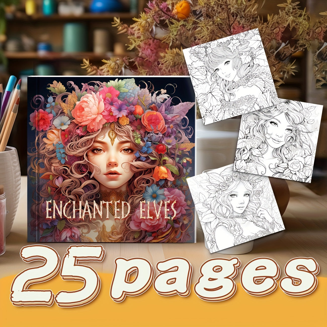 ENASUE Flower Fairies' Wonderland Coloring Book for Adults - 25 Pages