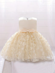 Floral Bow Belted Puffy Princess Dress