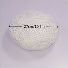 Casual Crochet Beret Solid Mesh Breathable Beanie Octagonal Hat Vintage