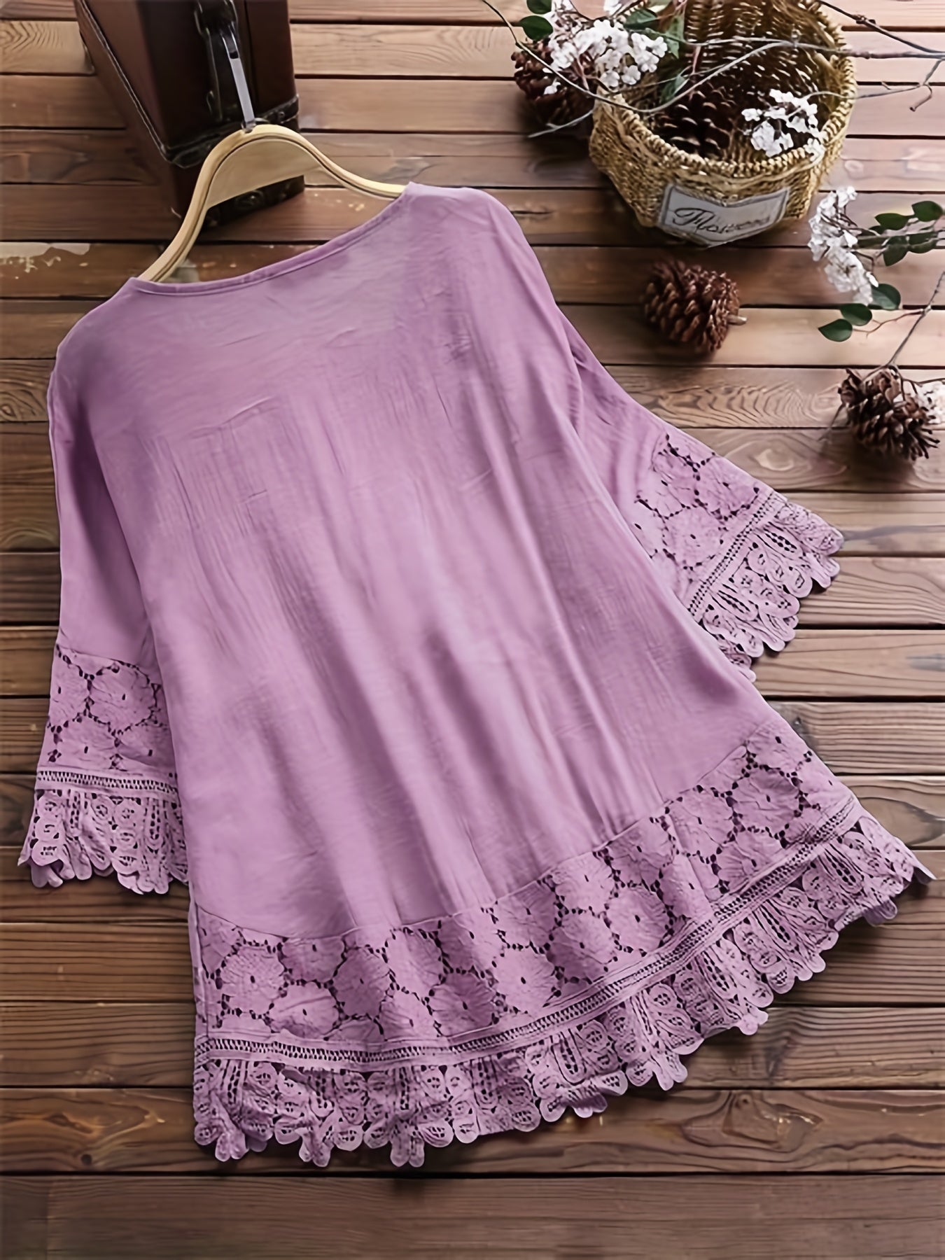 Floral Appliques Guipure Lace Top