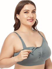 Plus Size Ruched Front Wireless Seamless Push Up Bra