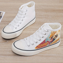 Dragon Print Plush Lined Chunky Canvas Sneakers