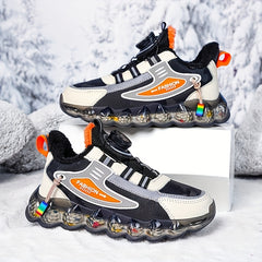 Boy's Basketball Shoes Rotating Buckle Warm Plush Lining Non Slip Sneakers