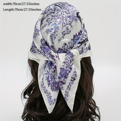 Floral Print Scarf Shawl Neckerchief Head Wrap Hair Accessories