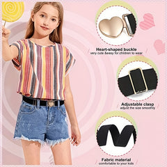 Girls Heart Buckle Belt Adjustable Elastic Kids Belt