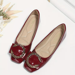 Women's Rhinestone Square Toe Slip On Shoes