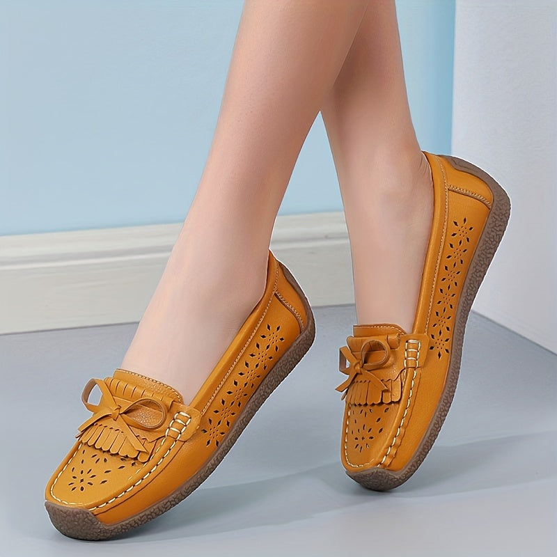 Women's Hollow Out Slip On Flat Shoes with Bowknot Details