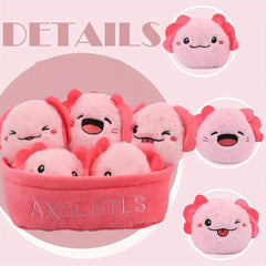 Cute Cat Dino Axolotl Plush Toy Set with Fruits & Basket