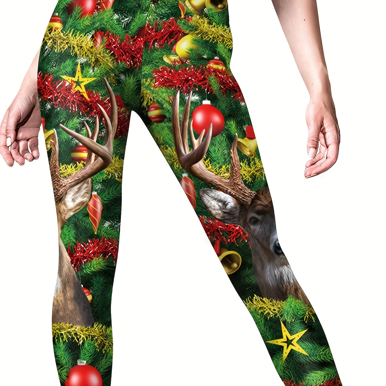 Christmas Print Sports Leggings High Waist Tight Pants