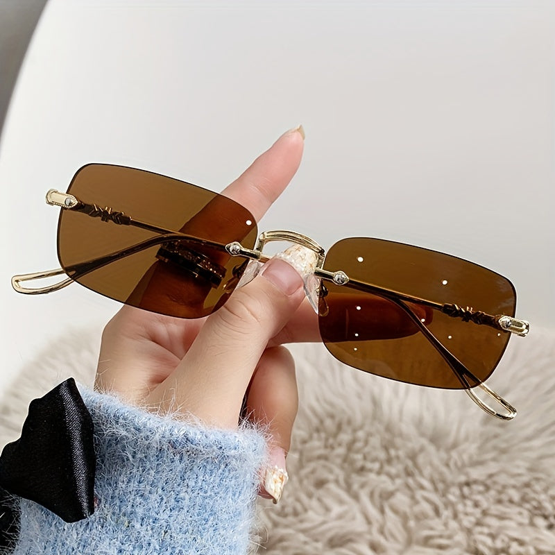 Rimless Metal Sunglasses UV400 for Summer Beach Travel