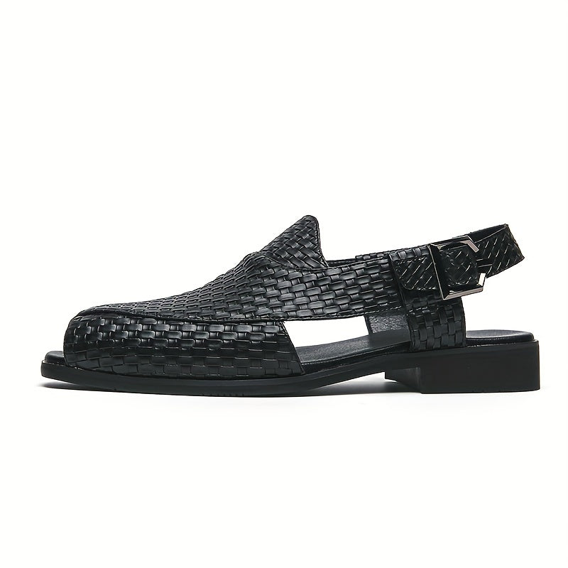 Men's Woven Effect Sandal Shoes Peep Toe Slip on Shoes