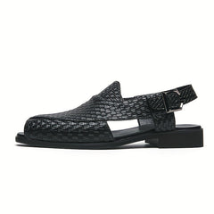 Men's Woven Effect Sandal Shoes Peep Toe Slip on Shoes