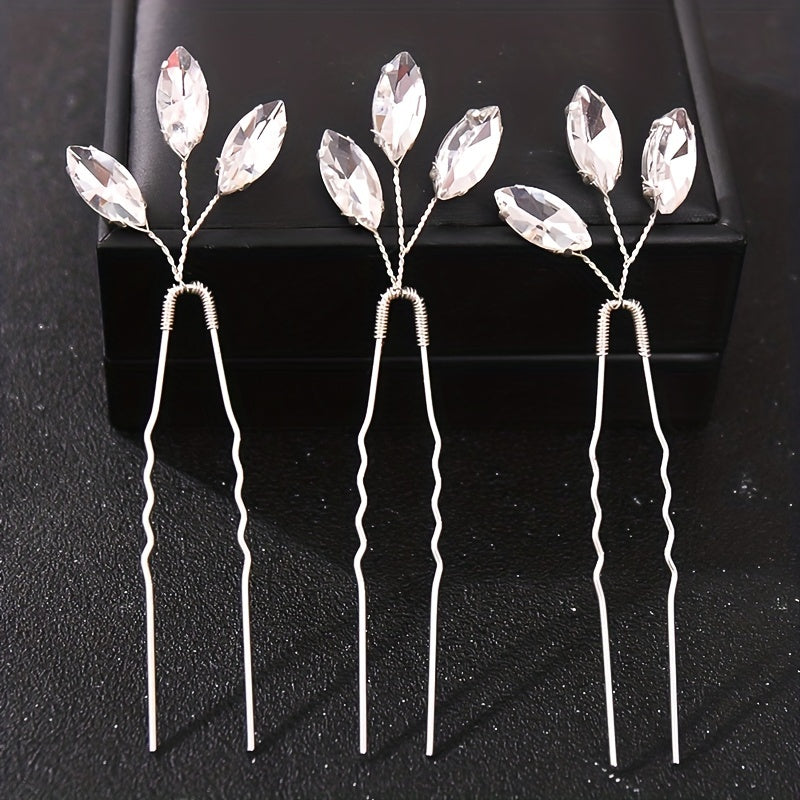 Crystal Faux Pearl Hairpin Wedding Hair Accessories Bridal Rhinestone Flower