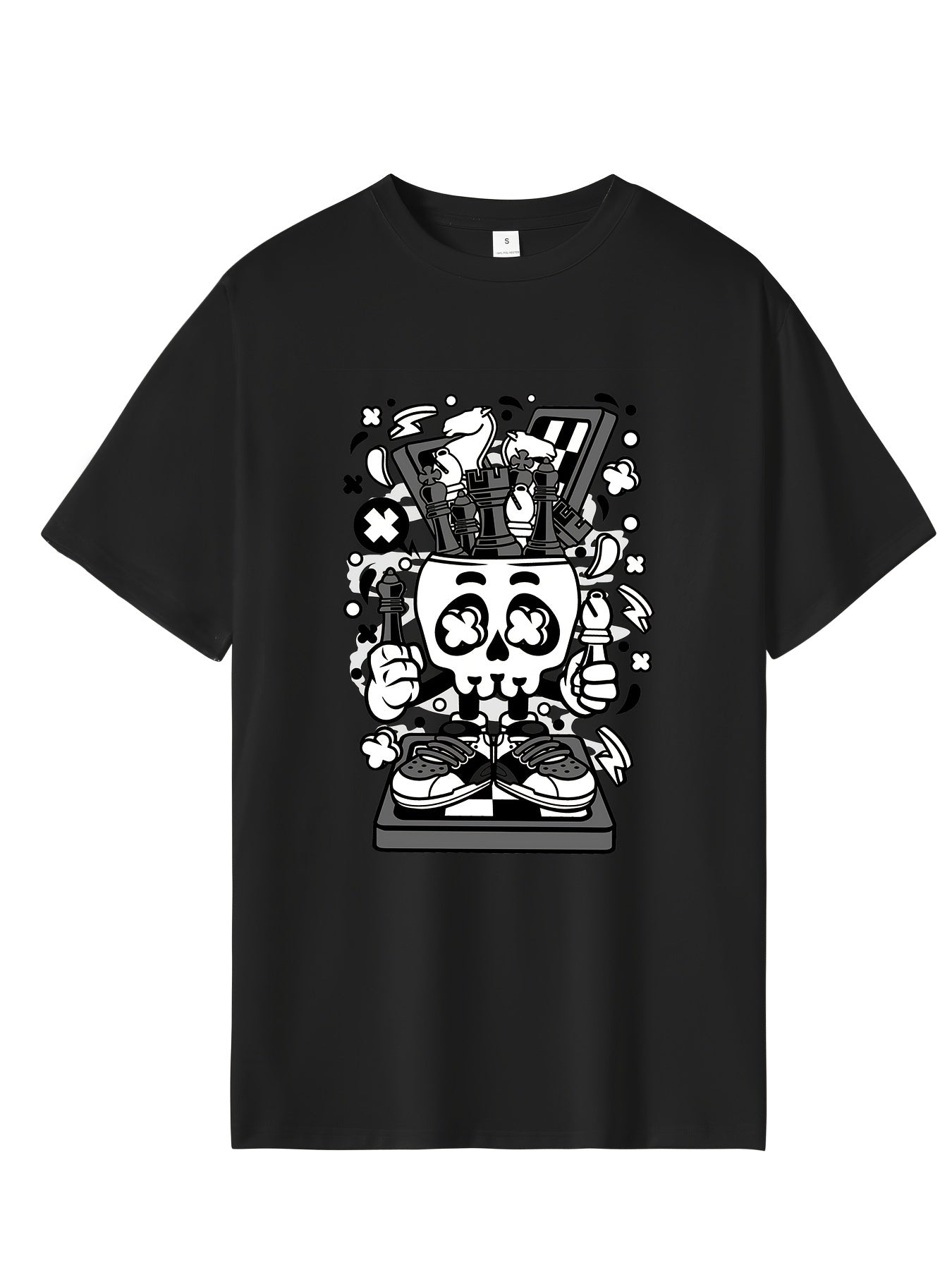 Men's Cartoon Print T-shirt Active Casual Crew Neck Tee