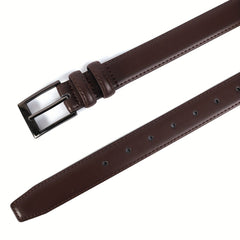 Coffee Leather Men's Belt Single Pin Buckle