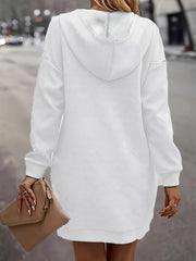 Solid Jacquard Hoodie Sweatshirt Dress