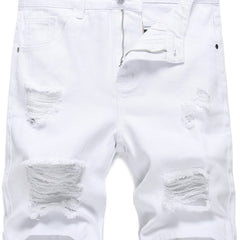 Men's Ripped Denim Shorts with Pockets
