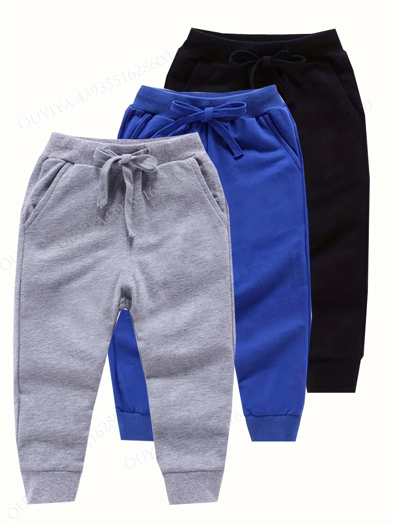 3pcs Boys Active Sweatpants Breathable Jogger Sports Pants