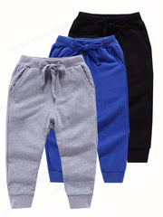 3pcs Boys Active Sweatpants Breathable Jogger Sports Pants