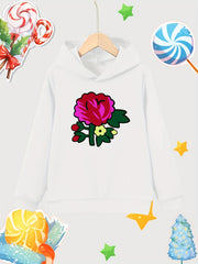 Floral Pattern Girl's Cotton Hoodie Active Breathable Hooded
