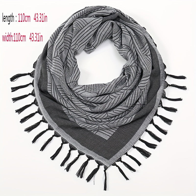 Grey Tactical Scarf Desert Keffiyeh Head Neck Scarf Arab Tassel Wrap