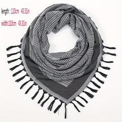Grey Tactical Scarf Desert Keffiyeh Head Neck Scarf Arab Tassel Wrap