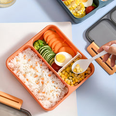 Practical Portable Red Lunch Box With Spoon For Teenagers And Workers