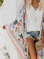 Floral Print Bat Sleeve Beachwear Cover Up